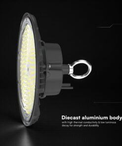 100W LED Καμπάνα UFO Μαύρη 13500lm Ψυχρό Λευκό 6500K IP65 5yrs Wty V-TAC 24074VT