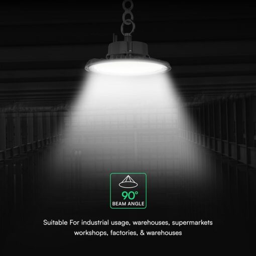 100W LED Καμπάνα UFO Μαύρη 13500lm Ψυχρό Λευκό 6500K IP65 5yrs Wty V-TAC 24074VT