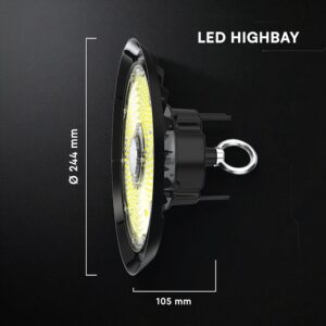 100W LED Καμπάνα UFO Μαύρη Cree Chip 13500lm Ψυχρό Λευκό 6500K IP65 6yrs Wty V-TAC – 240746