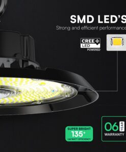 100W LED Καμπάνα UFO Μαύρη Cree Chip 13500lm Ψυχρό Λευκό 6500K IP65 6yrs Wty V-TAC – 240746