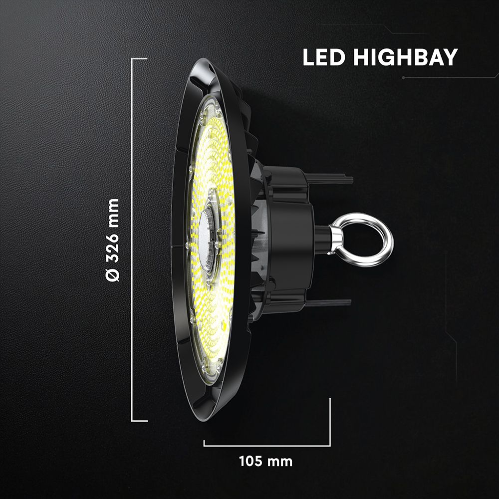 200W LED Καμπάνα UFO Μαύρη Cree Chip 6yrs Wty 27000lm Ψυχρό Λευκό 6500K V-TAC – 240786