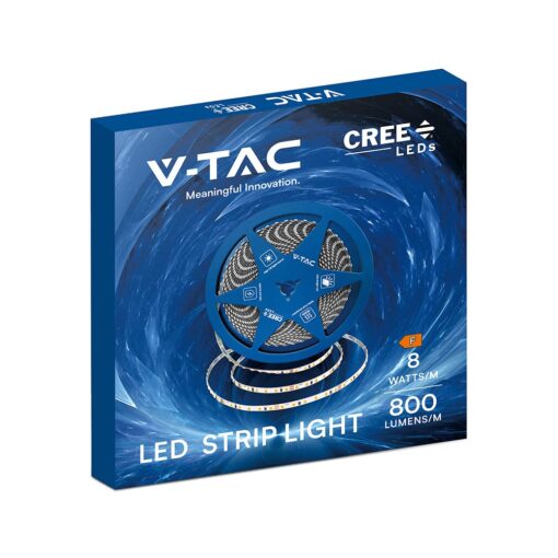 LED Ταινία 8W V-TAC Cree Chip Dimmable 24V 800lm/m CRI>90 Ψυχρό Λευκό 6500K 6yrs Wty 10 Μέτρα – 240826