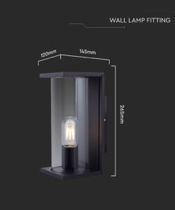 Φωτιστικό Τοίχου Κήπου Βεράντας 1xE27 Μαύρο με Διάφανο Γυαλί IP44 V-TAC – 24087