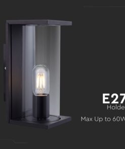 Φωτιστικό Τοίχου Κήπου Βεράντας 1xE27 Μαύρο με Διάφανο Γυαλί IP44 V-TAC – 24087