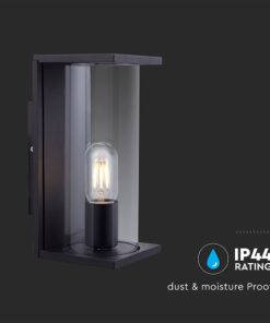 Φωτιστικό Τοίχου Κήπου Βεράντας 1xE27 Μαύρο με Διάφανο Γυαλί IP44 V-TAC – 24087