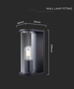 Φωτιστικό Τοίχου Κήπου Βεράντας Οβάλ 1xE27 Μαύρο με Φιμέ Γυαλί IP44 V-TAC – 24088
