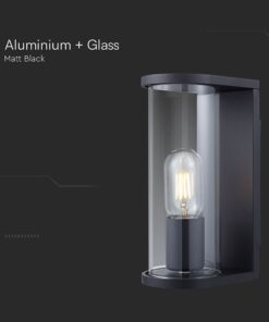 Φωτιστικό Τοίχου Κήπου Βεράντας Οβάλ 1xE27 Μαύρο με Φιμέ Γυαλί IP44 V-TAC – 24088