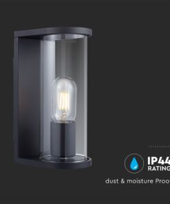 Φωτιστικό Τοίχου Κήπου Βεράντας Οβάλ 1xE27 Μαύρο με Φιμέ Γυαλί IP44 V-TAC – 24088