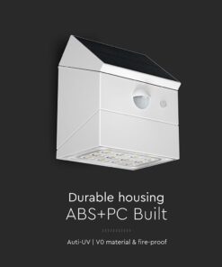 2.5W LED Ηλιακό Φωτιστικό Τοίχου Λευκό με Ανιχνευτή Κίνησης CCT IP65 V-TAC – 24097