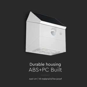 2.5W LED Ηλιακό Φωτιστικό Τοίχου Λευκό με Ανιχνευτή Κίνησης CCT  IP65 V-TAC – 24097