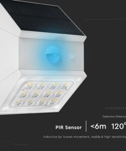 2.5W LED Ηλιακό Φωτιστικό Τοίχου Λευκό με Ανιχνευτή Κίνησης CCT IP65 V-TAC – 24097