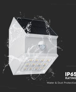 2.5W LED Ηλιακό Φωτιστικό Τοίχου Λευκό με Ανιχνευτή Κίνησης CCT IP65 V-TAC – 24097