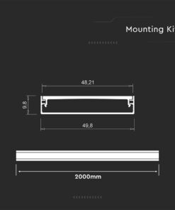Προφίλ Αλουμινίου για LED Ταινίες με Οπάλ Κάλυμμα 2m 50x10mm V-TAC – 24102