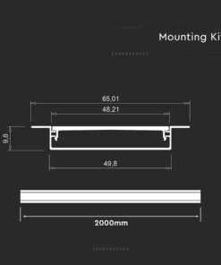Προφίλ Αλουμινίου Χωνευτό Φαρδύ 50x10mm για LED Ταινίες με Οπάλ Κάλυμμα 2m V-TAC – 24103
