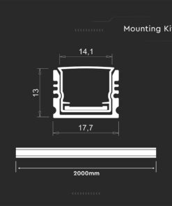 Προφίλ Αλουμινίου για LED Ταινίες με Οπάλ Κάλυμμα 2m 17x14mm V-TAC – 24104