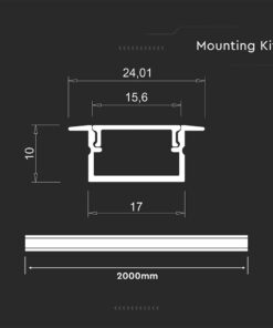 Προφίλ Αλουμινίου Χωνευτό για LED Ταινίες με Οπάλ Κάλυμμα 2m 17x10mm V-TAC – 24106