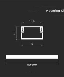 Προφίλ Αλουμινίου για LED Ταινίες με Οπάλ Κάλυμμα 2m 17x10mm V-TAC – 24107