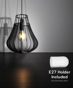 Κρεμαστό Φωτιστικό 1xE27 Φ420 Μαύρο Ματ V-TAC 24114VT