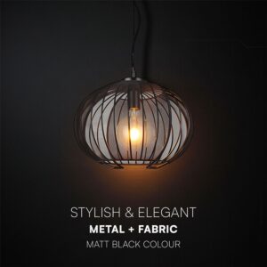 V-TAC – 24116 Κρεμαστό Φωτιστικό 1x E27 με Πλέγμα Φ400 Μαύρο Ματ