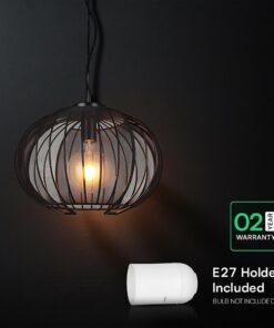 V-TAC – 24116 Κρεμαστό Φωτιστικό 1x E27 με Πλέγμα Φ400 Μαύρο Ματ