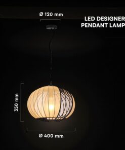 V-TAC – 24117 Κρεμαστό Φωτιστικό 1x E27 με Πλέγμα Φ400 Μαύρο Ματ & Μπεζ