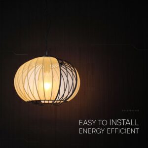 V-TAC – 24117 Κρεμαστό Φωτιστικό 1x E27 με Πλέγμα Φ400 Μαύρο Ματ & Μπεζ