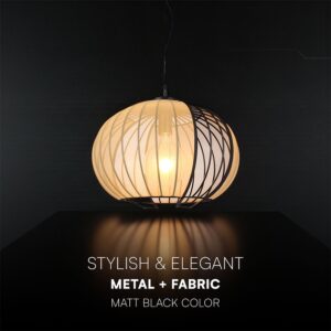 V-TAC – 24117 Κρεμαστό Φωτιστικό 1x E27 με Πλέγμα Φ400 Μαύρο Ματ & Μπεζ