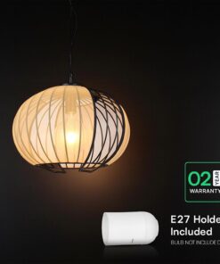 V-TAC – 24117 Κρεμαστό Φωτιστικό 1x E27 με Πλέγμα Φ400 Μαύρο Ματ & Μπεζ