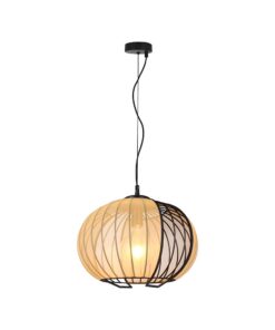 V-TAC – 24117 Κρεμαστό Φωτιστικό 1x E27 με Πλέγμα Φ400 Μαύρο Ματ & Μπεζ