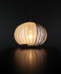 V-TAC – 24117 Κρεμαστό Φωτιστικό 1x E27 με Πλέγμα Φ400 Μαύρο Ματ & Μπεζ