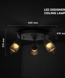 V-TAC – 24119 Decorative Πολύφωτο Ροζέτα με 3 Σποτ LED 18W 2160lm 3000K Μαύρο Ματ