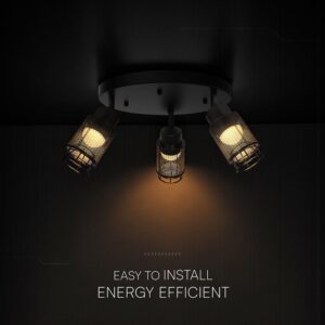 V-TAC – 24119 Decorative Πολύφωτο Ροζέτα με 3 Σποτ LED 18W 2160lm 3000K Μαύρο Ματ