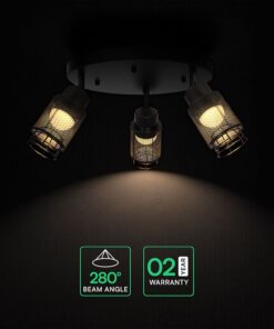 V-TAC – 24119 Decorative Πολύφωτο Ροζέτα με 3 Σποτ LED 18W 2160lm 3000K Μαύρο Ματ