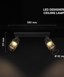 V-TAC – 24120 Decorative Πολύφωτο με 2 Σποτ LED 12W 1440lm 3000K Μαύρο Ματ