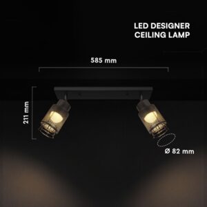 V-TAC – 24120 Decorative Πολύφωτο με 2 Σποτ LED 12W 1440lm 3000K Μαύρο Ματ