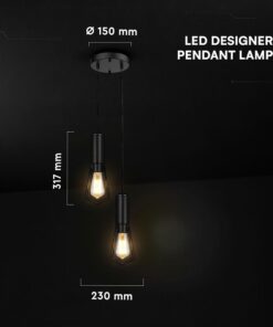 V-TAC – 24123 Κρεμαστό Φωτιστικό με 2xE27 Μαύρο Ματ
