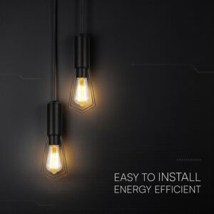 V-TAC – 24123 Κρεμαστό Φωτιστικό με 2xE27 Μαύρο Ματ