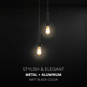 V-TAC – 24123 Κρεμαστό Φωτιστικό με 2xE27 Μαύρο Ματ