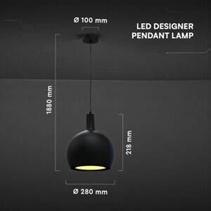 V-TAC – 24126 Κρεμαστό Φωτιστικό Σποτ Καμπάνα 1xE27 Φ280 Μαύρο