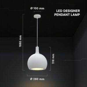 V-TAC – 24127 Κρεμαστό Φωτιστικό Καμπάνα 1xE27 Φ280 Λευκό