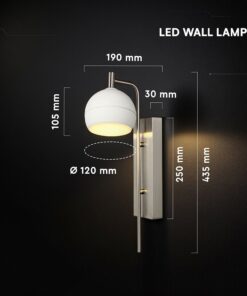 V-TAC – 24128 Φωτιστικό Τοίχου LED 10W 1200lm Θερμό 3000K Νίκελ Ματ & Λευκό