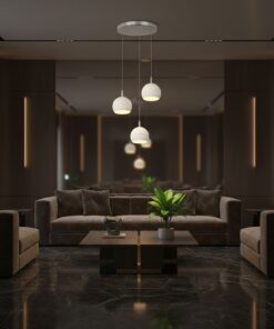 30W LED Decorative Κρεμαστό Φωστικό Ροζέτα Φ250 3600lm 3000K Νίκελ Ματ +Λευκό με 3 Σποτ Φ120 V-TAC – 24129