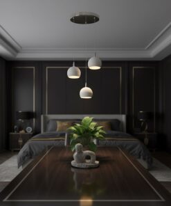 30W LED Decorative Κρεμαστό Φωστικό Ροζέτα Φ250 3600lm 3000K Νίκελ Ματ +Λευκό με 3 Σποτ Φ120 V-TAC – 24129