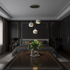 30W LED Decorative Κρεμαστό Φωστικό Ροζέτα Φ250 3600lm 3000K Νίκελ Ματ +Λευκό με 3 Σποτ Φ120 V-TAC – 24129