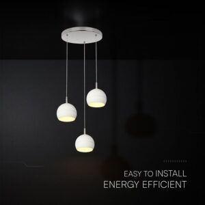 30W LED Decorative Κρεμαστό Φωστικό Ροζέτα Φ250 3600lm 3000K Νίκελ Ματ +Λευκό με 3 Σποτ Φ120 V-TAC – 24129