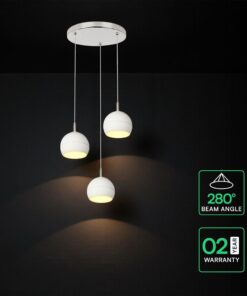 30W LED Decorative Κρεμαστό Φωστικό Ροζέτα Φ250 3600lm 3000K Νίκελ Ματ +Λευκό με 3 Σποτ Φ120 V-TAC – 24129