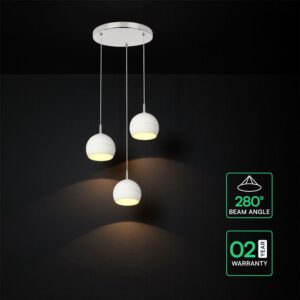 30W LED Decorative Κρεμαστό Φωστικό Ροζέτα Φ250 3600lm 3000K Νίκελ Ματ +Λευκό με 3 Σποτ Φ120 V-TAC – 24129