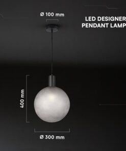 V-TAC – 24132 Διακοσμητικό Κρεμαστό Φωτιστικό 1xE27 Φ300 Μαύρο Ματ & Γκρι Γυαλί