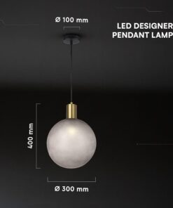 V-TAC – 24133 Διακοσμητικό Κρεμαστό Φωτιστικό 1xE27 Φ300 Μπρονζε & Γκρι Γυαλί