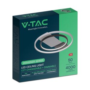 36W LED Decorative Φωτιστικό Οροφής Φ500 CCT Dimmable 4000lm Λευκό+Μαύρο με RF Χειριστήριο V-TAC – 24136